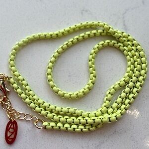 NEW unworn Anna Zuckerman enamel key lime green chain necklace. 18”. Colorful!